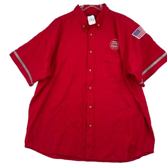 Coca Cola Bottling Button Front Shirt Mens 2XL Red Great Lakes Embroidered - Picture 1 of 11